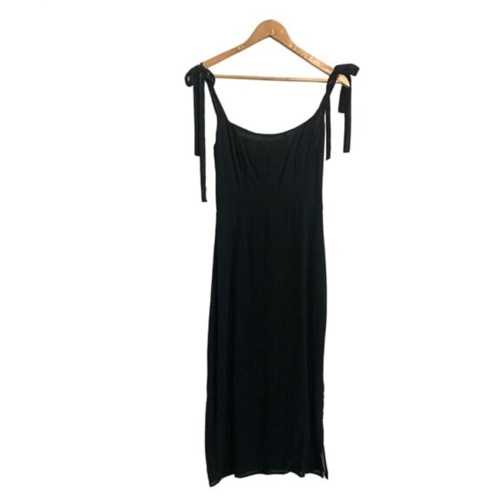 Reformation Black Tie-Shoulder Midi Dress